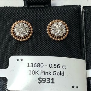 10 kt pink gold ,diamond stud earrings .55 CT’s
